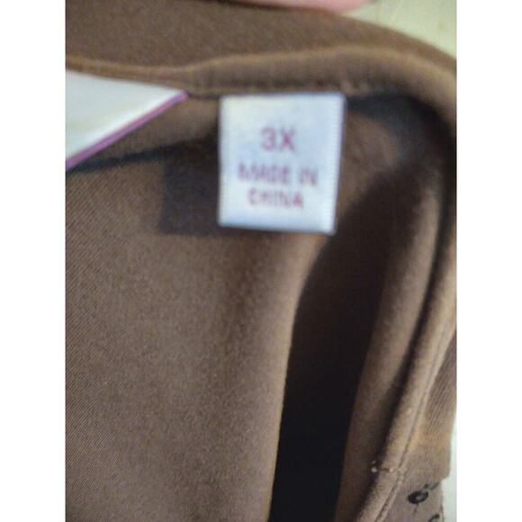Quacker Factory Cardigan Over Tank Brown Sequined 1 Pc. Looks Like 2 Sz 3X - Picture 9 of 10